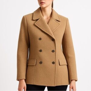Bardley vintage wool blend peacoat tailored double breasted camel coat medium